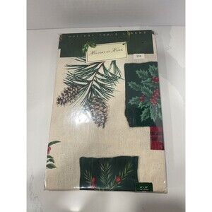 Vtg Holiday At Home (Macy’s) Alpine Patch 60x40 Tablecloth OvalChristmas Sealed